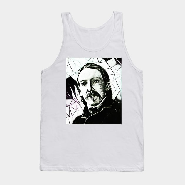 Robert Louis Stevenson Black and White Portrait | Robert Louis Stevenson Artwork 7 Tank Top by JustLit